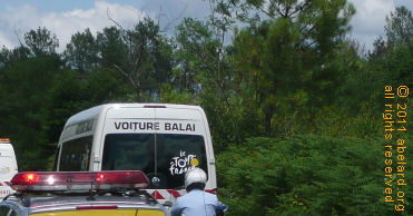 The voiture balai or sweep car.