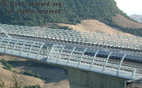 detail of one end of the Viaduc de Millau