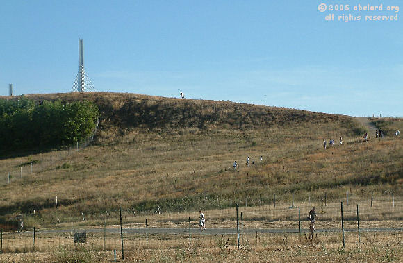 The footpath winding up to the viewing point for the Viaduct de Millau