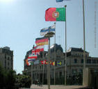 Sign of a major international conference at Biarriz - European national flags.