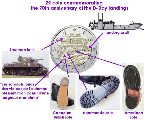 2 euro coin minted to commemorate the 70th anniversary of the D-Day landings