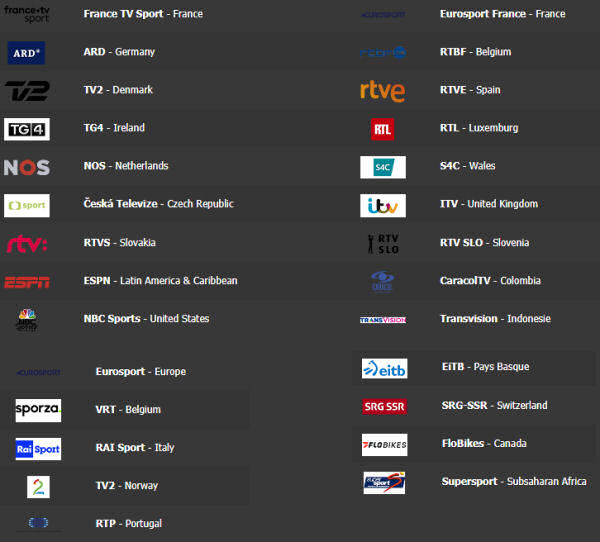 Official TDF broadcasters, 2022