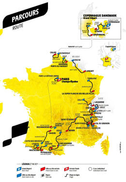 Route map of the 2022 Tour de France