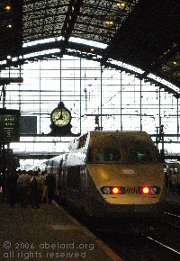 A TGV arriving at the Gare St-Jean, Bordeaux 