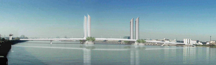 Artist's impression of the Pont Bacalan-Bastide - the Bacalan-Bastide Bridge - to be built at Bordeaux