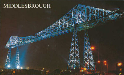 modern postcard of Middlesborough transporter bridge