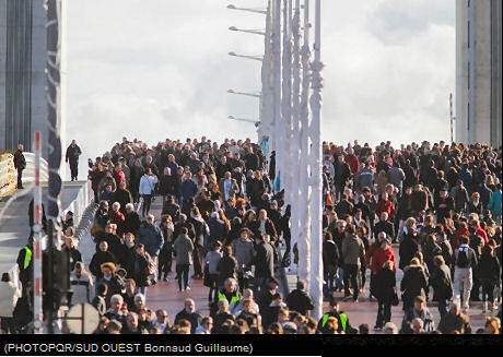 Some od the 38,000 visitors on the new bridge