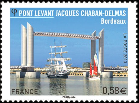French postage stamp of Pont Chaban-Delmas