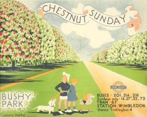 Chestnut Sunday, Bushy Park, by Herry Perry, published by London Transport, 1935