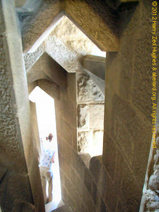Going down stairs in a tower, Sagrada Familia