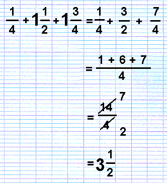 cancelling (1/4 + 1 1/2 + 1 3/4)