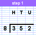 Simple division: hundreds, tens, units - step one