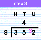 Simple division: hundreds, tens, units - step three